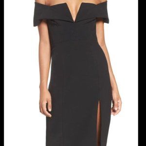 BCBCMAXAZRIA Marquise Black Off the Shoulder Dress